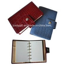 6 Anel A7 Crocodilo PU Leather Planner agenda Agenda com suporte de cartão e bolsos